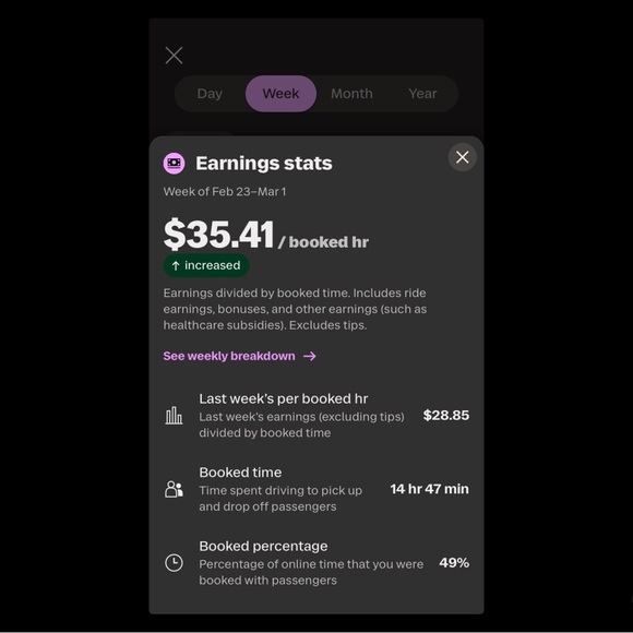 Earnings and Driving Stats Display - Picture 3 of 3